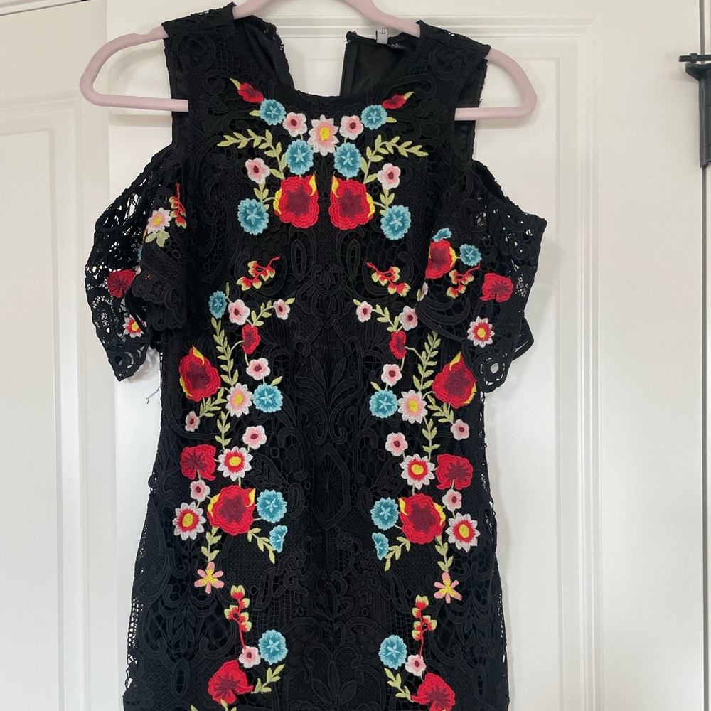Black dress with floral details